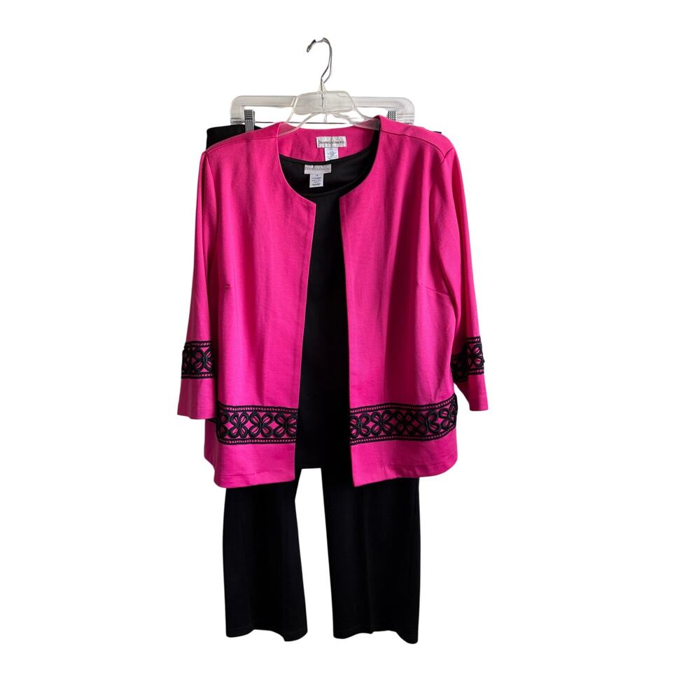 Drapers & Damons 3 Pc Outfit 1X Pink Jacket Black Pants Shell Set Plus Size